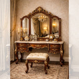 Luxurious Antique Dressing Table with Stool – Hand-Carved Royal Wooden Vanity