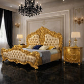 Luxury Royal King Size Bedroom Furniture Set β Bed with Side Tables & Dressing Table