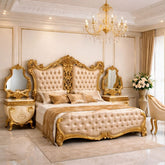 Luxury Royal King Size Bedroom Furniture Set β Bed with Side Tables & Dressing Table