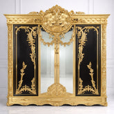 Luxury Gold & Black Designer Wardrobe | Premium Italian Carving Almirah
