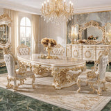 Luxury 4 Seater Dining Table Set – Royal Italian Classic Hand-Carved Design