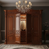 Luxury Classic Solid Wood Wardrobe with Royal Carving