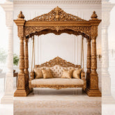 Luxury Hand Carved Wooden Jhula | Royal Carving Design Swing for Living Room