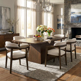 Solid teak wood dining table set with 6 chairs