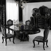 Luxury 4 Seater Dining Table Set β Black High-Gloss European Classic Design