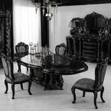 Luxury 4 Seater Dining Table Set – Black High-Gloss European Classic Design