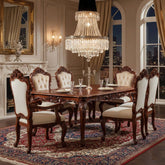 Luxury 6 Seater Dining Table Set β Royal Hand-Carved Solid Wood Classic Design