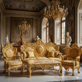 Royal Luxury Gold Sofa Set (3+1+1) β Classic European Palace-Style Hand-Carved Living Room Furniture