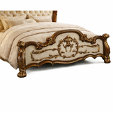 Luxury Antique King Size Bed – Premium Solid Wood Upholstered Bed