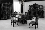 Luxury 4 Seater Dining Table Set – Black High-Gloss European Classic Design