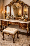 Luxurious Antique Dressing Table with Stool – Hand-Carved Royal Wooden Vanity