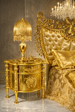 Royal Antique Luxury Bedroom Set with Hydraulic Storage – Premium Golden Finish