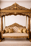 Luxury Hand Carved Wooden Jhula | Royal Carving Design Swing for Living Room