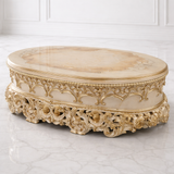 Luxury Round Antique Gold Carved Center Table with Marble Top