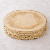 Luxury Round Antique Gold Carved Center Table with Marble Top