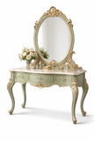 Luxury Antique Dressing Table with Mirror – Elegant Hand-Carved Wooden Vanity