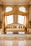 Luxury Golden Carved Swing Jhula | Royal Antique Designer Gold Jhula for Living Room