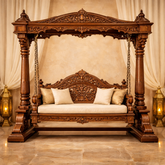 Luxury Wooden Carved Swing Jhula | Royal Antique Designer Wooden Jhula