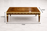Luxury Rectangular Wooden Center Table with Royal Inlay Design (4×3 Feet)