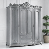 Luxury Silver Classic Wardrobe with Royal Carving