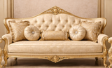 Royal Classic Gold Sofa Set (3+1+1) – European Palace-Style Hand-Carved Living Room Furniture