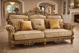 Luxury Royal Wooden Sofa Set (3+1+1) – Hand-Carved European Style Living Room Furniture