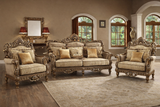 Luxury Royal Wooden Sofa Set (3+1+1) – Hand-Carved European Style Living Room Furniture