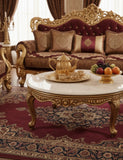 Royal Classic Maroon Sofa Set – European Palace-Style Hand-Carved Living Room Furniture