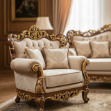 Royal Classic Living Room Sofa Set – European Palace-Style Hand-Carved Wooden Furniture
