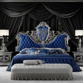 Luxury Antique King Size Bed Set with Dressing Table & Side Tables β Solid Teak Wood