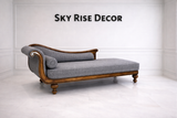 European style Victorian chaise lounge sofa with elegant carved wood frame