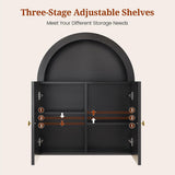 Wall-mounted teak wood cabinet with brass knobs