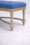 Elegant blue fabric seating bench for bedroom and living room