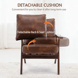 Mid century teak wood accent chair with armrests