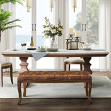 Solid teak wood upholstered bench