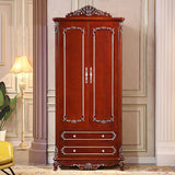 Premium teak wood almirah with carved design and drawers