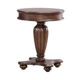 Round teak wood lamp table with classic design