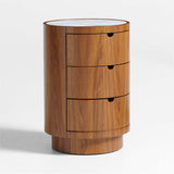 Modern teak bedside table with three drawers