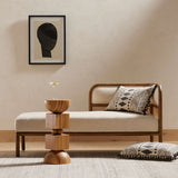 Luxury teak wood upholstered daybed bench
