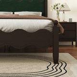 Designer wooden bed with padded headboard