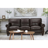 Luxury teak wood leather sofa for modern living room
