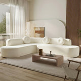 Premium teak wood curved sectional couch