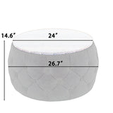 Luxury tufted ottoman center table with teak wood surface