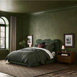 Modern scalloped headboard bed made from teak wood