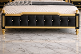 Luxury black king bed footboard with gold trim detailing