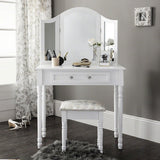 compact vanity desk with tri fold mirror