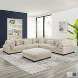 Modern cream U shape sofa with ottoman