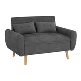 Premium ribbed fabric teak wood sofa couch