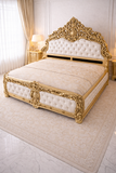 Antique Hand-Carved Wooden luxury Bed – Gold Finish