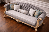 Luxury Royal 3 Seater Sofa | Antique Gold Carving with Premium Fabric